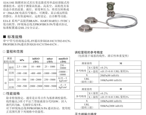 橫河川儀EJA118E變送器適用范圍？如何選擇類型？